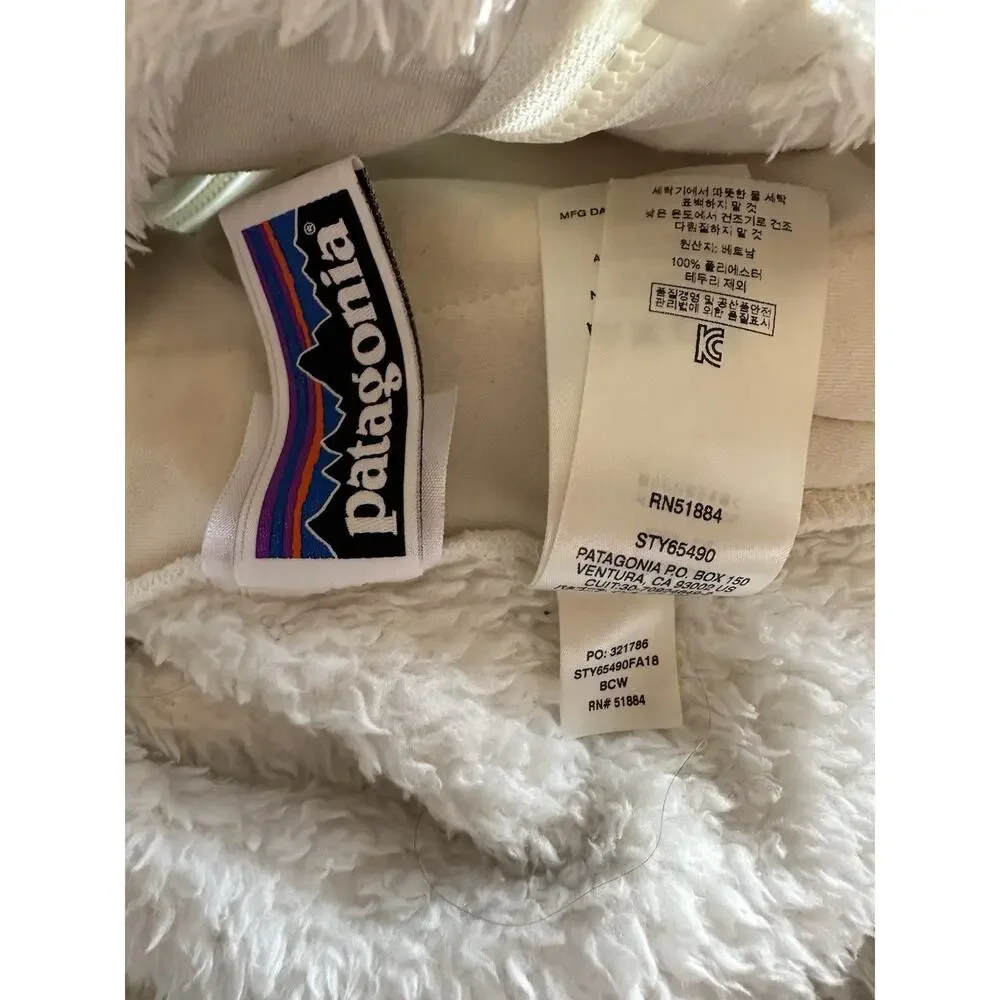 Patagonia Los Gatos Vest Girls Size XL(14) White Full Zip Pockets Outdoor Fuzzy